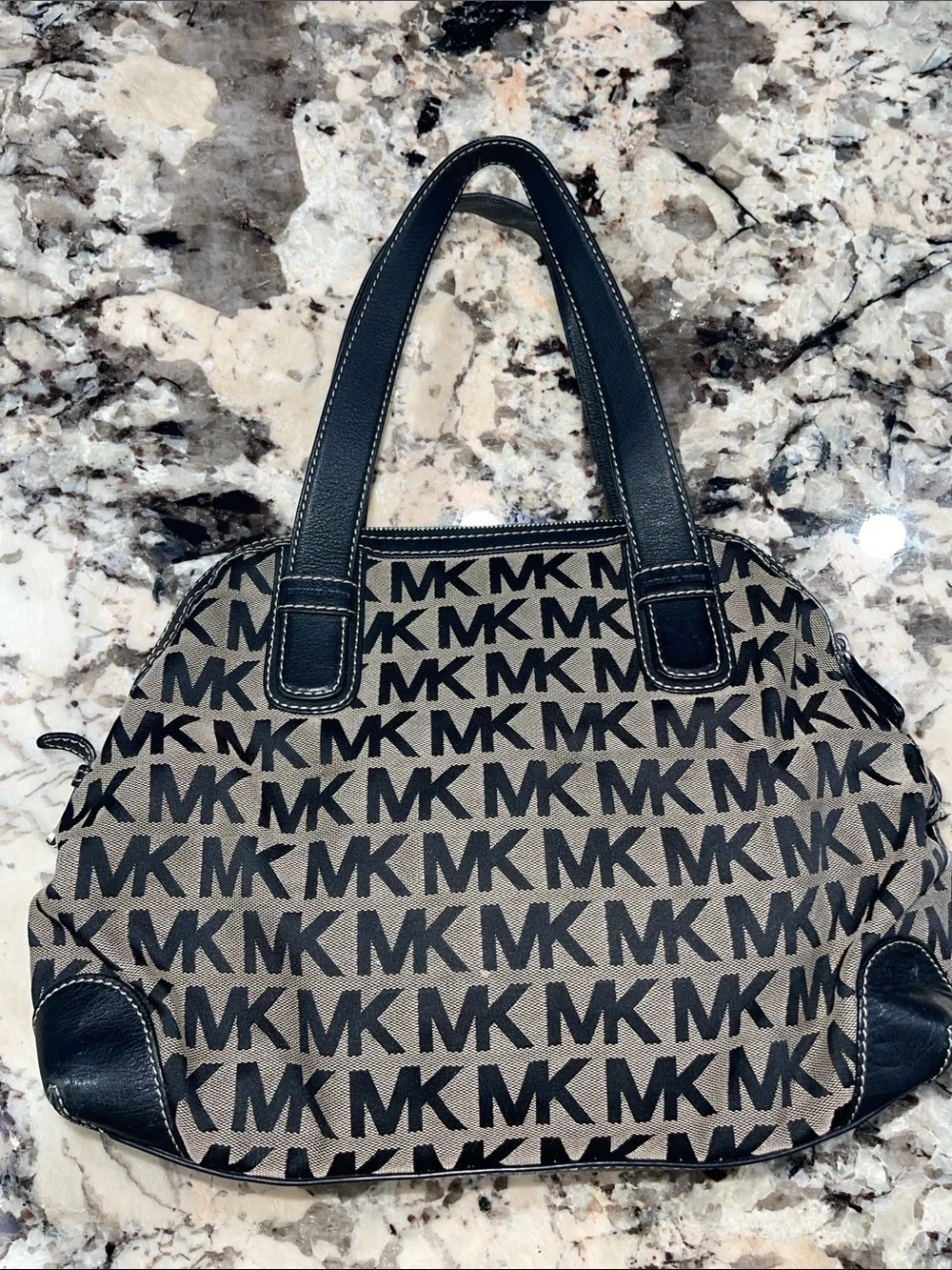 Michael Kors Brown and Black MK Logo Shoulder Bag